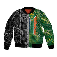 Custom Aotearoa South Africa Rugby Freedom Cup Bomber Jacket Maori Silver Fern Art and Sporty Flag SA - Wonder Print Shop