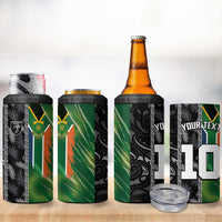 Custom Aotearoa South Africa Rugby Freedom Cup 4 in 1 Can Cooler Tumbler Maori Silver Fern Art and Sporty Flag SA - Wonder Print Shop