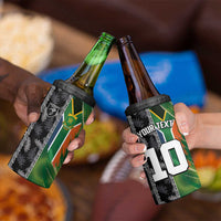 Custom Aotearoa South Africa Rugby Freedom Cup 4 in 1 Can Cooler Tumbler Maori Silver Fern Art and Sporty Flag SA - Wonder Print Shop