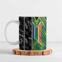 Custom Aotearoa South Africa Rugby Freedom Cup Ceramic Mug Maori Silver Fern Art and Sporty Flag SA - Wonder Print Shop