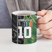 Custom Aotearoa South Africa Rugby Freedom Cup Ceramic Mug Maori Silver Fern Art and Sporty Flag SA - Wonder Print Shop