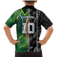 Custom Aotearoa South Africa Rugby Freedom Cup Family Matching Mermaid Dress and Hawaiian Shirt Maori Silver Fern Art and Sporty Flag SA - Wonder Print Shop