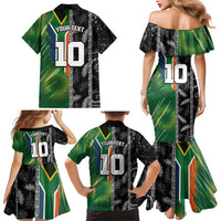 Custom Aotearoa South Africa Rugby Freedom Cup Family Matching Mermaid Dress and Hawaiian Shirt Maori Silver Fern Art and Sporty Flag SA - Wonder Print Shop
