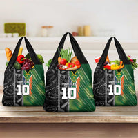 Custom Aotearoa South Africa Rugby Freedom Cup Grocery Bag Maori Silver Fern Art and Sporty Flag SA - Wonder Print Shop