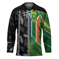 Custom Aotearoa South Africa Rugby Freedom Cup Hockey Jersey Maori Silver Fern Art and Sporty Flag SA - Wonder Print Shop
