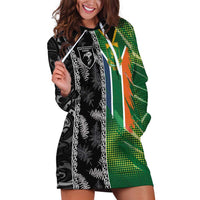 Custom Aotearoa South Africa Rugby Freedom Cup Hoodie Dress Maori Silver Fern Art and Sporty Flag SA - Wonder Print Shop