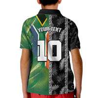 Custom Aotearoa South Africa Rugby Freedom Cup Kid Polo Shirt Maori Silver Fern Art and Sporty Flag SA - Wonder Print Shop
