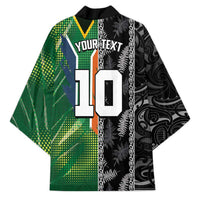 Custom Aotearoa South Africa Rugby Freedom Cup Kimono Maori Silver Fern Art and Sporty Flag SA - Wonder Print Shop