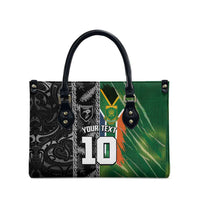 Custom Aotearoa South Africa Rugby Freedom Cup Leather Bag Maori Silver Fern Art and Sporty Flag SA - Wonder Print Shop
