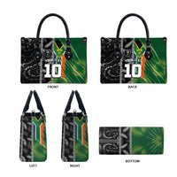 Custom Aotearoa South Africa Rugby Freedom Cup Leather Bag Maori Silver Fern Art and Sporty Flag SA - Wonder Print Shop