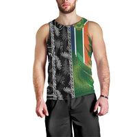 Custom Aotearoa South Africa Rugby Freedom Cup Men Tank Top Maori Silver Fern Art and Sporty Flag SA - Wonder Print Shop