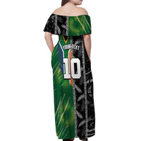Custom Aotearoa South Africa Rugby Freedom Cup Off Shoulder Maxi Dress Maori Silver Fern Art and Sporty Flag SA - Wonder Print Shop