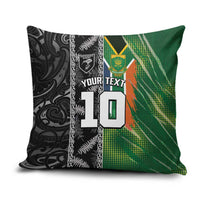 Custom Aotearoa South Africa Rugby Freedom Cup Pillow Cover Maori Silver Fern Art and Sporty Flag SA - Wonder Print Shop