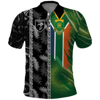 Custom Aotearoa South Africa Rugby Freedom Cup Polo Shirt Maori Silver Fern Art and Sporty Flag SA - Wonder Print Shop