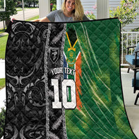 Custom Aotearoa South Africa Rugby Freedom Cup Quilt Maori Silver Fern Art and Sporty Flag SA - Wonder Print Shop