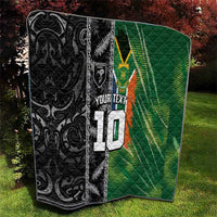 Custom Aotearoa South Africa Rugby Freedom Cup Quilt Maori Silver Fern Art and Sporty Flag SA - Wonder Print Shop