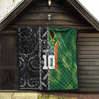 Custom Aotearoa South Africa Rugby Freedom Cup Quilt Maori Silver Fern Art and Sporty Flag SA - Wonder Print Shop