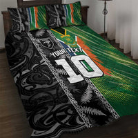Custom Aotearoa South Africa Rugby Freedom Cup Quilt Bed Set Maori Silver Fern Art and Sporty Flag SA - Wonder Print Shop