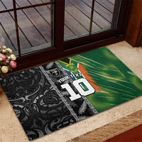 Custom Aotearoa South Africa Rugby Freedom Cup Rubber Doormat Maori Silver Fern Art and Sporty Flag SA - Wonder Print Shop