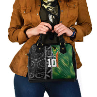Custom Aotearoa South Africa Rugby Freedom Cup Shoulder Handbag Maori Silver Fern Art and Sporty Flag SA - Wonder Print Shop