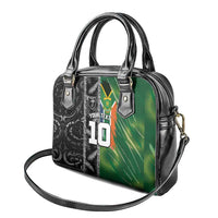 Custom Aotearoa South Africa Rugby Freedom Cup Shoulder Handbag Maori Silver Fern Art and Sporty Flag SA - Wonder Print Shop