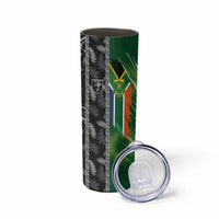 Custom Aotearoa South Africa Rugby Freedom Cup Skinny Tumbler Maori Silver Fern Art and Sporty Flag SA - Wonder Print Shop