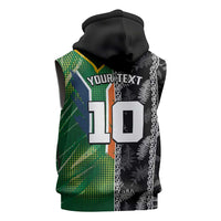 Custom Aotearoa South Africa Rugby Freedom Cup Sleeveless Zip Hoodie Maori Silver Fern Art and Sporty Flag SA - Wonder Print Shop