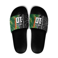 Custom Aotearoa South Africa Rugby Freedom Cup Slide Sandals Maori Silver Fern Art and Sporty Flag SA - Wonder Print Shop
