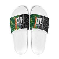 Custom Aotearoa South Africa Rugby Freedom Cup Slide Sandals Maori Silver Fern Art and Sporty Flag SA - Wonder Print Shop