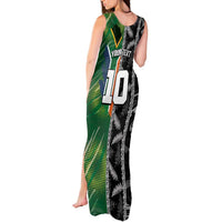 Custom Aotearoa South Africa Rugby Freedom Cup Tank Maxi Dress Maori Silver Fern Art and Sporty Flag SA - Wonder Print Shop