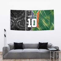 Custom Aotearoa South Africa Rugby Freedom Cup Tapestry Maori Silver Fern Art and Sporty Flag SA - Wonder Print Shop