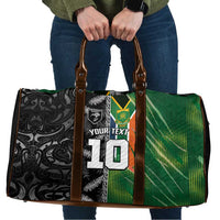 Custom Aotearoa South Africa Rugby Freedom Cup Travel Bag Maori Silver Fern Art and Sporty Flag SA - Wonder Print Shop