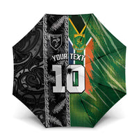 Custom Aotearoa South Africa Rugby Freedom Cup Umbrella Maori Silver Fern Art and Sporty Flag SA - Wonder Print Shop