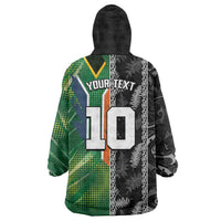 Custom Aotearoa South Africa Rugby Freedom Cup Wearable Blanket Hoodie Maori Silver Fern Art and Sporty Flag SA - Wonder Print Shop