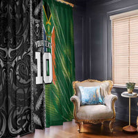 Custom Aotearoa South Africa Rugby Freedom Cup Window Curtain Maori Silver Fern Art and Sporty Flag SA - Wonder Print Shop