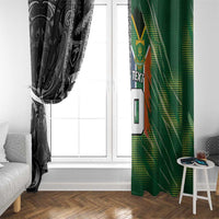 Custom Aotearoa South Africa Rugby Freedom Cup Window Curtain Maori Silver Fern Art and Sporty Flag SA - Wonder Print Shop