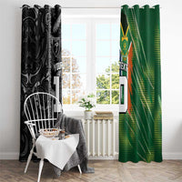Custom Aotearoa South Africa Rugby Freedom Cup Window Curtain Maori Silver Fern Art and Sporty Flag SA - Wonder Print Shop