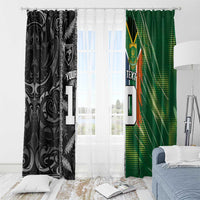 Custom Aotearoa South Africa Rugby Freedom Cup Window Curtain Maori Silver Fern Art and Sporty Flag SA - Wonder Print Shop