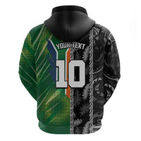 Custom Aotearoa South Africa Rugby Freedom Cup Zip Hoodie Maori Silver Fern Art and Sporty Flag SA - Wonder Print Shop
