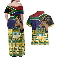 South Africa Rugby Couples Matching Off Shoulder Maxi Dress and Hawaiian Shirt Go Bokke-Amabokoboko Spirit - Wonder Print Shop