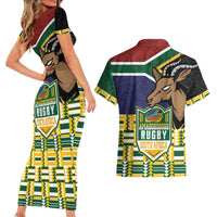 South Africa Rugby Couples Matching Short Sleeve Bodycon Dress and Hawaiian Shirt Go Bokke-Amabokoboko Spirit - Wonder Print Shop