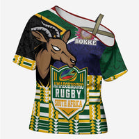 South Africa Rugby Cross Shoulder Shirt Go Bokke-Amabokoboko Spirit - Wonder Print Shop