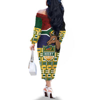 South Africa Rugby Family Matching Off The Shoulder Long Sleeve Dress and Hawaiian Shirt Go Bokke-Amabokoboko Spirit - Wonder Print Shop