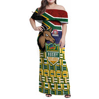South Africa Rugby Family Matching Off Shoulder Maxi Dress and Hawaiian Shirt Go Bokke-Amabokoboko Spirit - Wonder Print Shop