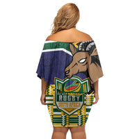 South Africa Rugby Family Matching Off Shoulder Short Dress and Hawaiian Shirt Go Bokke-Amabokoboko Spirit - Wonder Print Shop