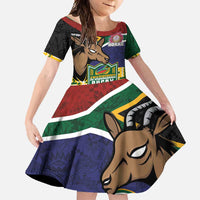 South Africa Rugby Family Matching Short Sleeve Bodycon Dress and Hawaiian Shirt Go Bokke-Amabokoboko Spirit - Wonder Print Shop