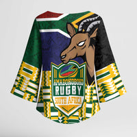 South Africa Rugby Kimono Sleeve Blouse Go Bokke-Amabokoboko Spirit - Wonder Print Shop