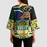 South Africa Rugby Kimono Sleeve Blouse Go Bokke-Amabokoboko Spirit - Wonder Print Shop