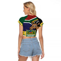 South Africa Rugby Raglan Cropped T Shirt Go Bokke-Amabokoboko Spirit - Wonder Print Shop