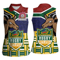 South Africa Rugby Women Sleeveless Polo Shirt Go Bokke-Amabokoboko Spirit - Wonder Print Shop